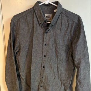 Men's NAKED & FAMOUS Grey Long Sleeve Shirt Size L